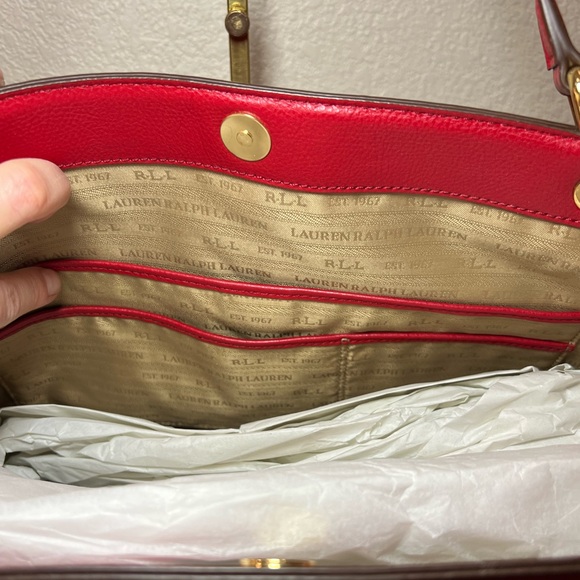 RALPH LAUREN-NEW ❤️ Red Leather Agdon Tote Shoulder bag. - Picture 8 of 10